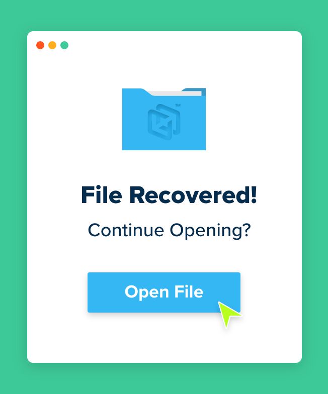 Notification that says File Recovered! Continue Opening?