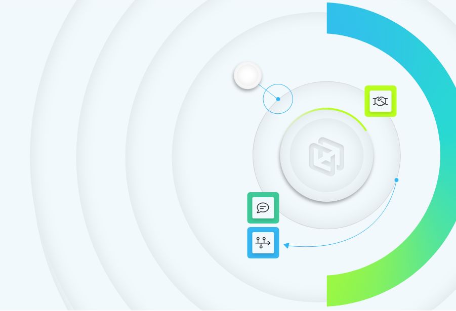 CrashPlan logo and icons inside concentric circles